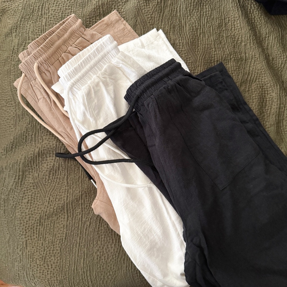 SHEIN EZwear Summer Outfit Drawstring Waist Wide Leg Pants 2/XS Set of 3